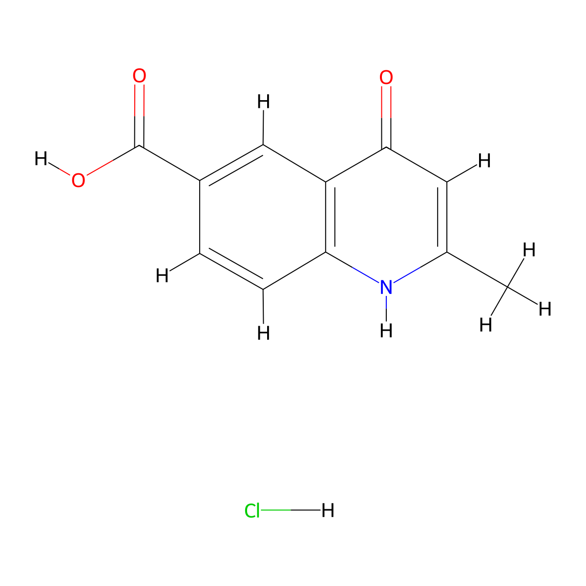 2-Methyl-4-oxo-1,4-dihydroquinoline-6-carboxylic acid hydrochloride molecular structure, CAS 1177497-16-3