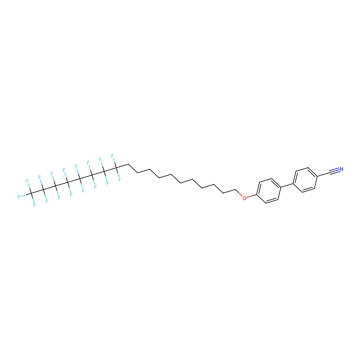 4'-[(12,12,13,13,14,14,15,15,16,16,17,17,18,18,19,19,19-Heptadecafluorononadecyl)oxy][1,1'-biphenyl]-4-carbonitrile molecular structure, CAS 117750-26-2