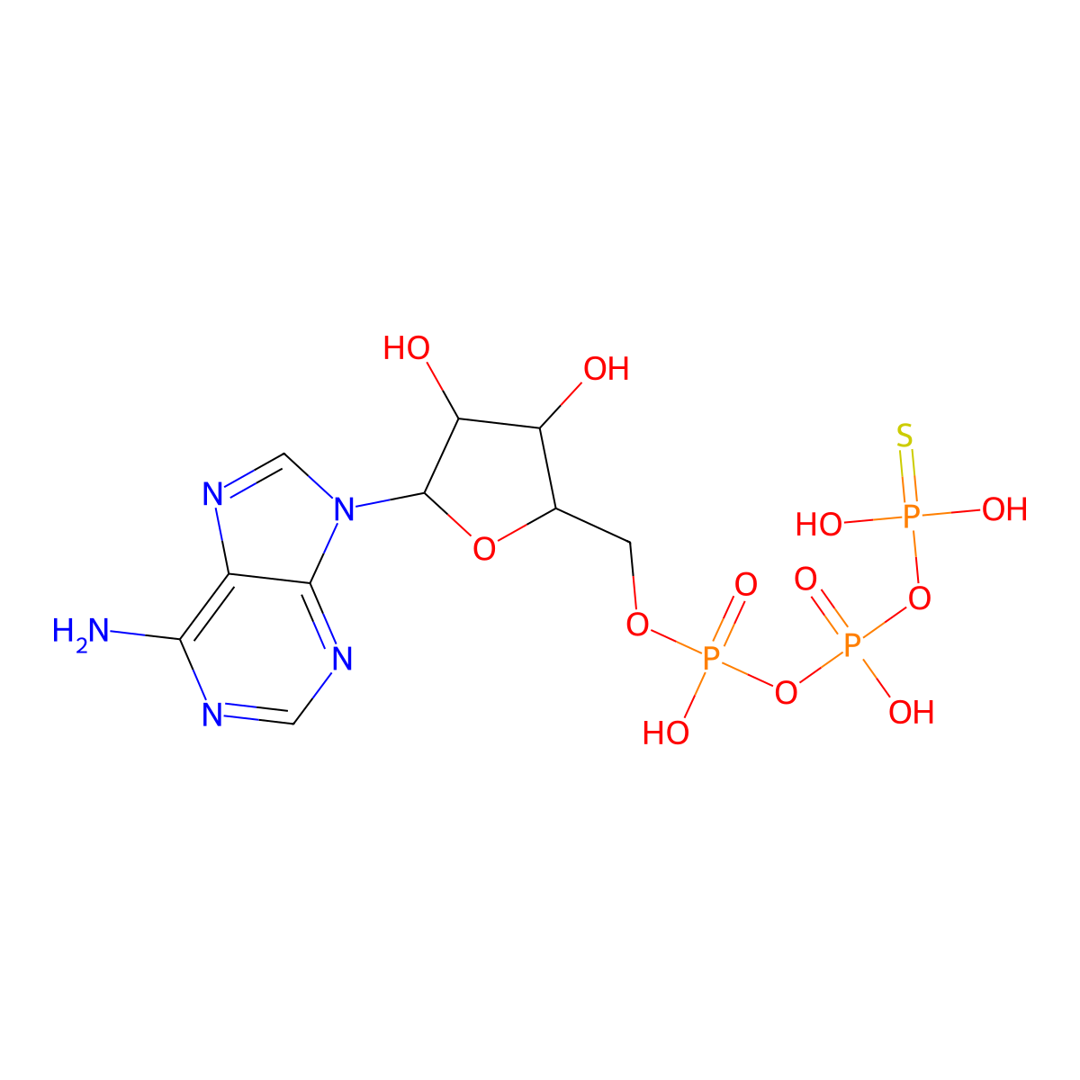 Adenosine 5'-(trihydrogen diphosphate), P'-anhydride with phosphorothioic acid molecular structure, CAS 117750-47-7