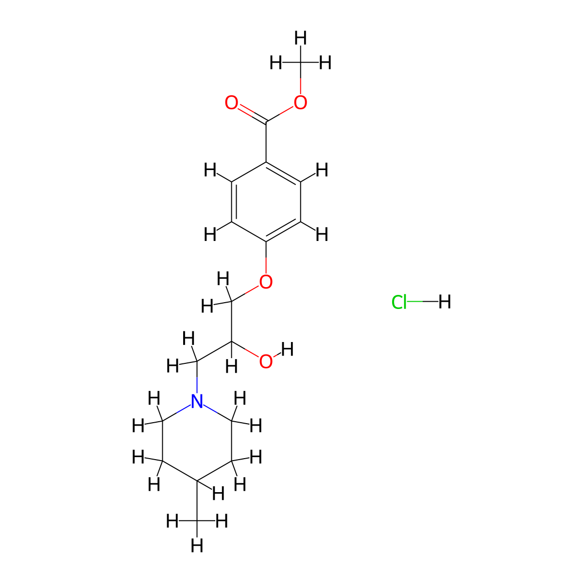 Methyl 4-(2-hydroxy-3-(4-methylpiperidin-1-yl)propoxy)benzoate hydrochloride molecular structure, CAS 1177503-08-0