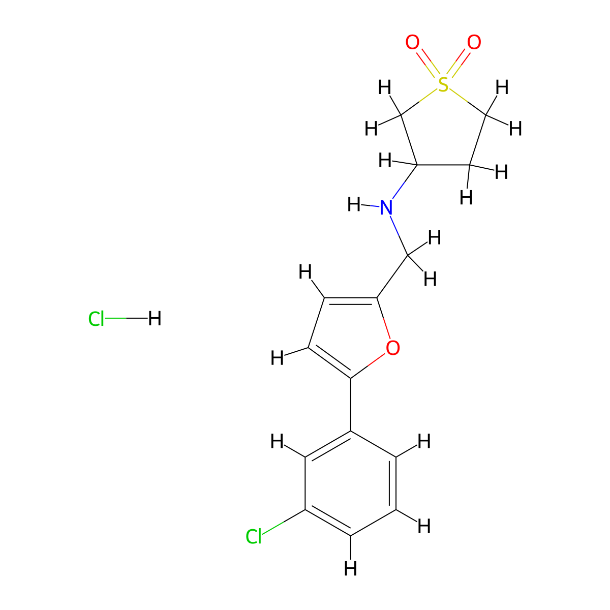 3-({[5-(3-Chlorophenyl)furan-2-yl]methyl}amino)-1$l^{6}-thiolane-1,1-dione hydrochloride molecular structure, CAS 1177506-41-0