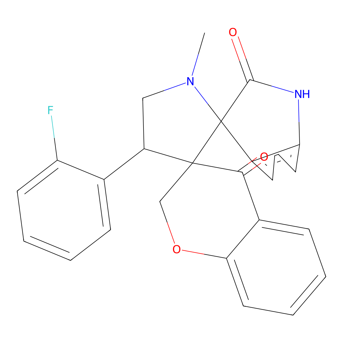 4'-(2-Fluorophenyl)-1'-methyl-1'',2,2'',4-tetrahydrodispiro[1-benzopyran-3,3'-pyrrolidine-2',3''-indole]-2'',4-dione molecular structure, CAS 1177506-85-2