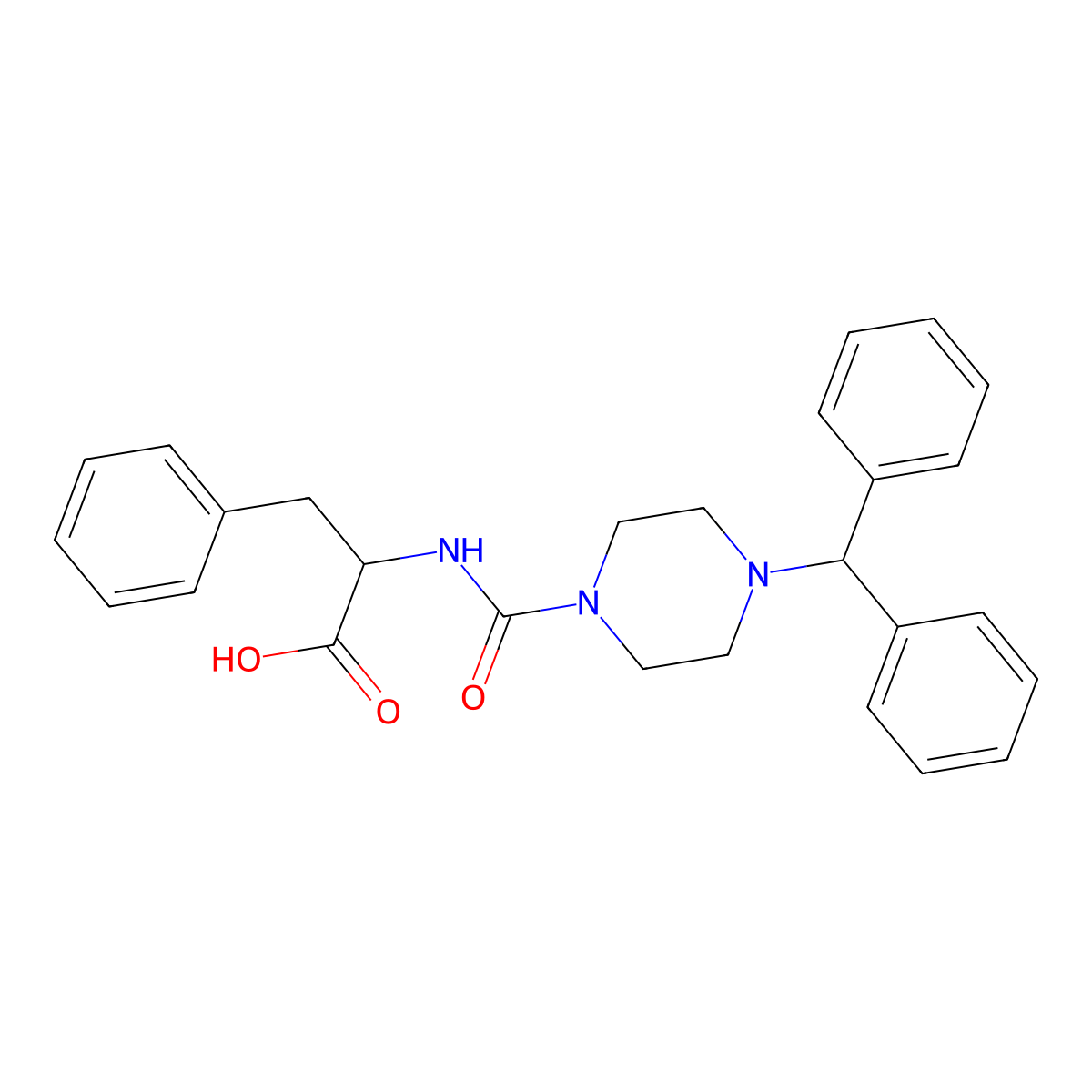 (2S)-2-{[4-(Diphenylmethyl)piperazine-1-carbonyl]amino}-3-phenylpropanoic acid molecular structure, CAS 1177510-41-6