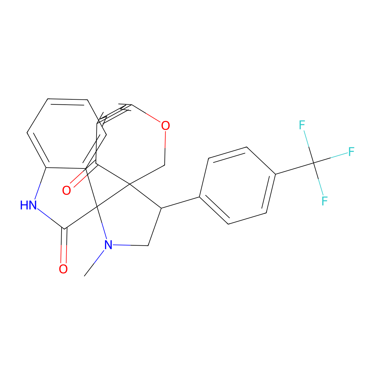 1'-Methyl-4'-[4-(trifluoromethyl)phenyl]-1'',2,2'',4-tetrahydrodispiro[1-benzopyran-3,3'-pyrrolidine-2',3''-indole]-2'',4-dione molecular structure, CAS 1177520-27-2