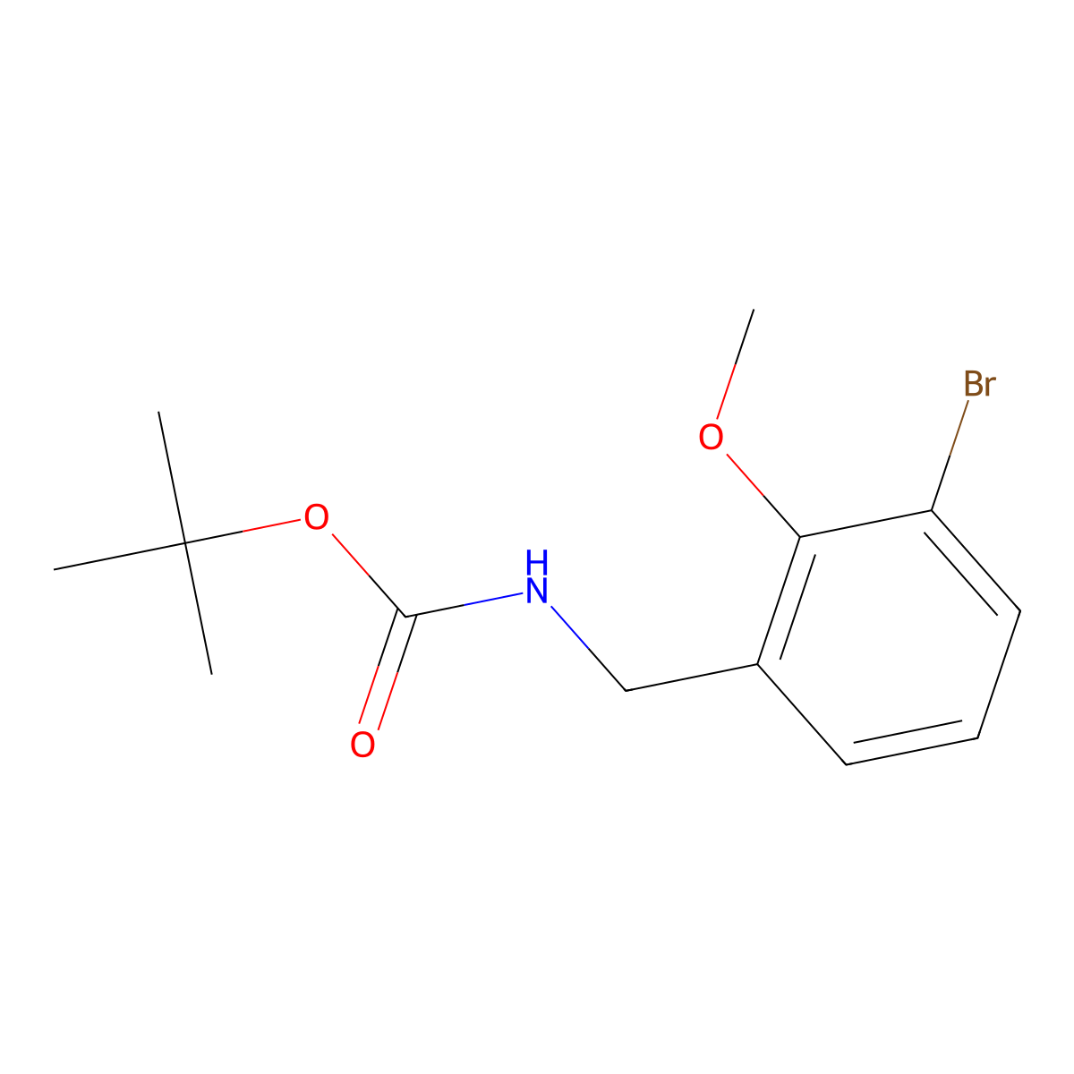 tert-butyl N-[(3-bromo-2-methoxyphenyl)methyl]carbamate molecular structure, CAS 1177558-69-8