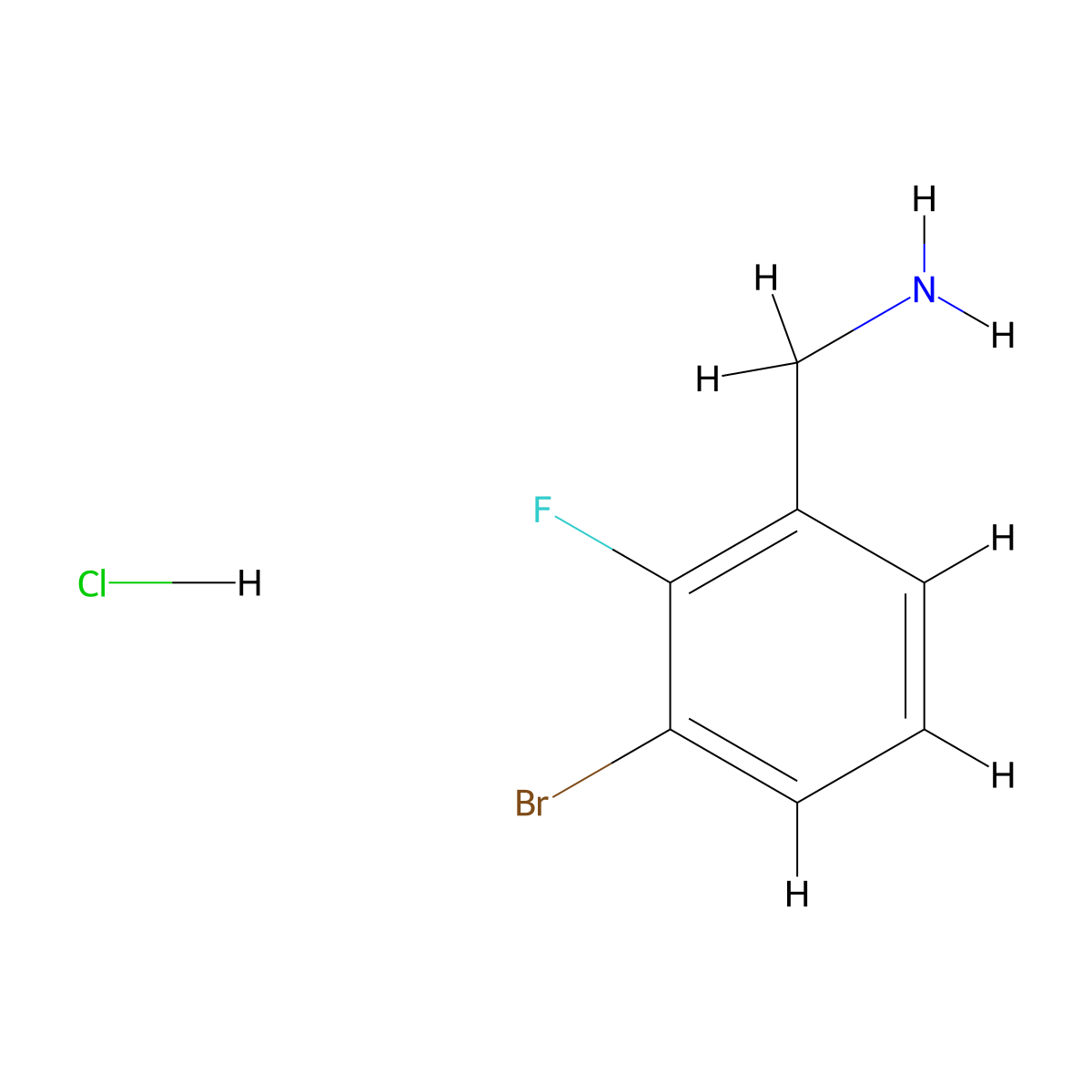 (3-broMo-2-fluorophenyl)MethanaMine hydrochloride molecular structure, CAS 1177559-63-5
