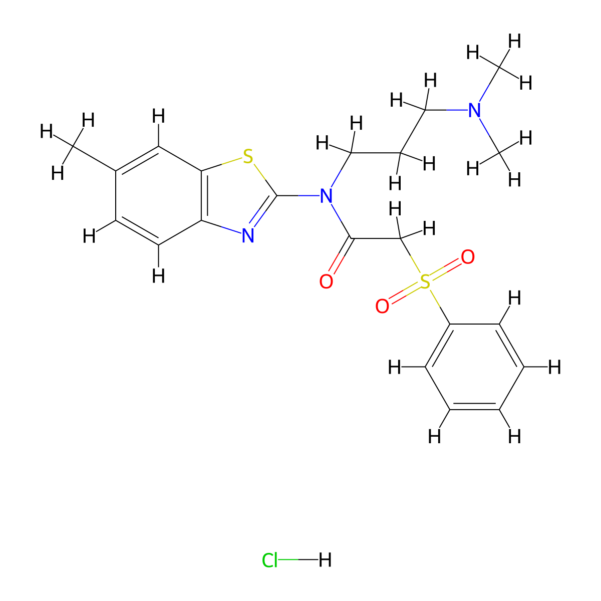 N-(3-(dimethylamino)propyl)-N-(6-methylbenzo[d]thiazol-2-yl)-2-(phenylsulfonyl)acetamide hydrochloride molecular structure, CAS 1177568-29-4