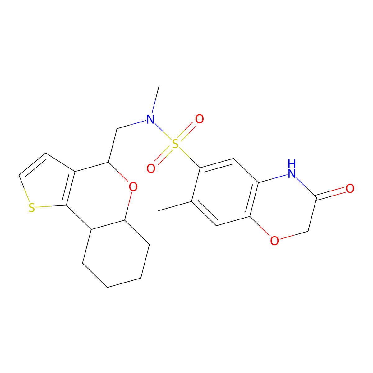 N-(5a,6,7,8,9,9a-hexahydro-4H-thieno[3,2-c]chromen-4-ylmethyl)-N,7-dimethyl-3-oxo-4H-1,4-benzoxazine-6-sulfonamide molecular structure, CAS 1177587-11-9