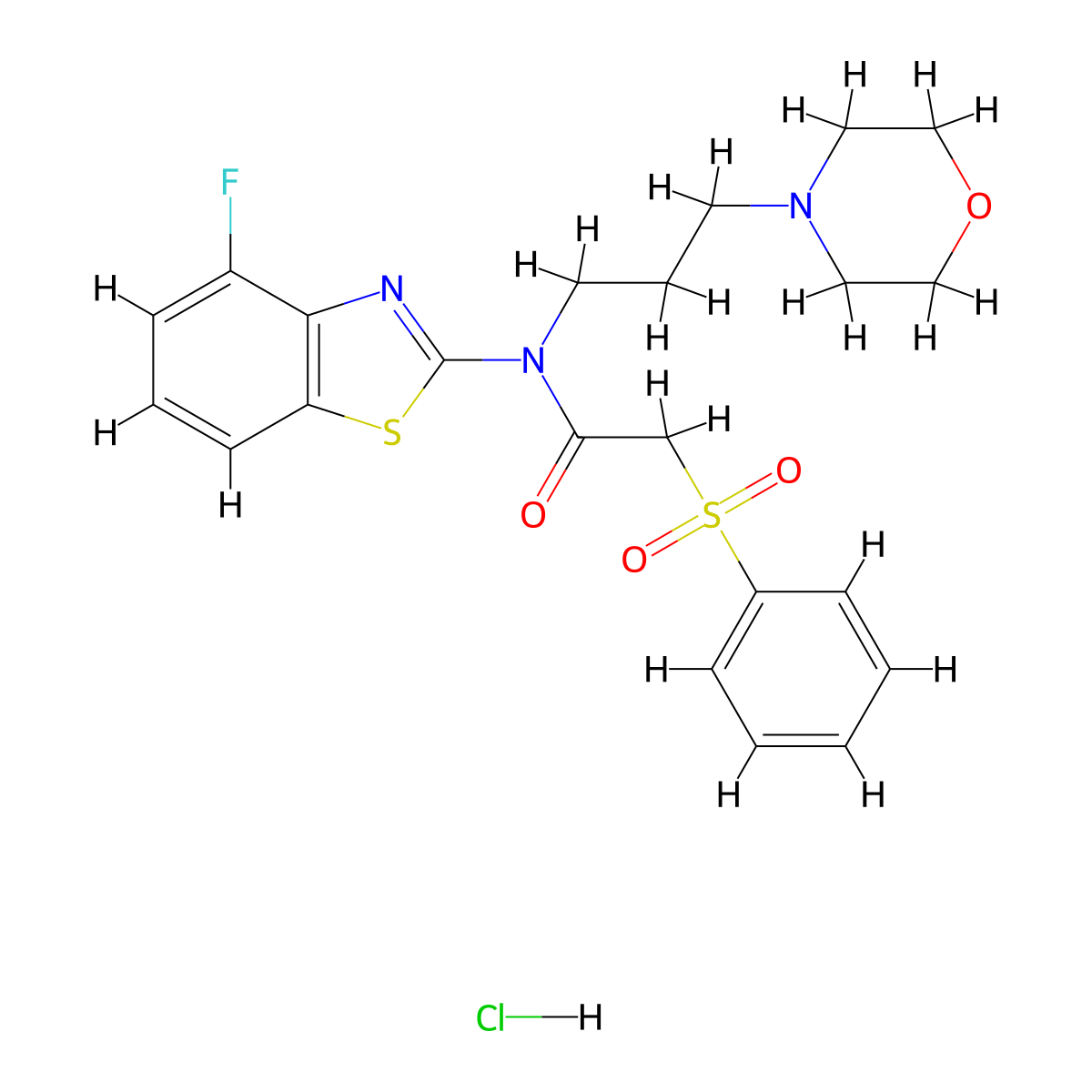 N-(4-fluorobenzo[d]thiazol-2-yl)-N-(3-morpholinopropyl)-2-(phenylsulfonyl)acetamide hydrochloride molecular structure, CAS 1177592-28-7