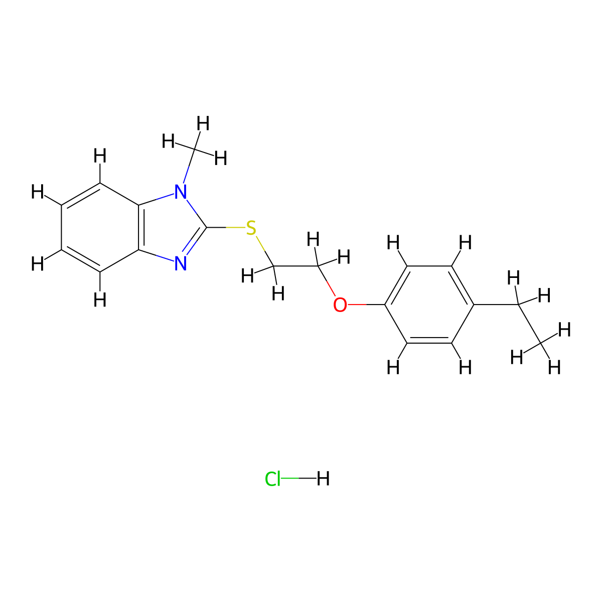 2-((2-(4-ethylphenoxy)ethyl)thio)-1-methyl-1H-benzo[d]imidazole hydrochloride molecular structure, CAS 1177598-60-5