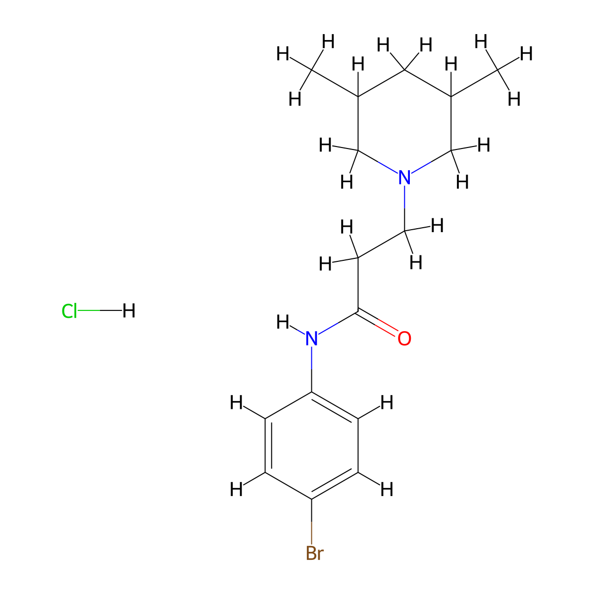 N-(4-bromophenyl)-3-(3,5-dimethylpiperidin-1-yl)propanamide hydrochloride molecular structure, CAS 1177600-74-6