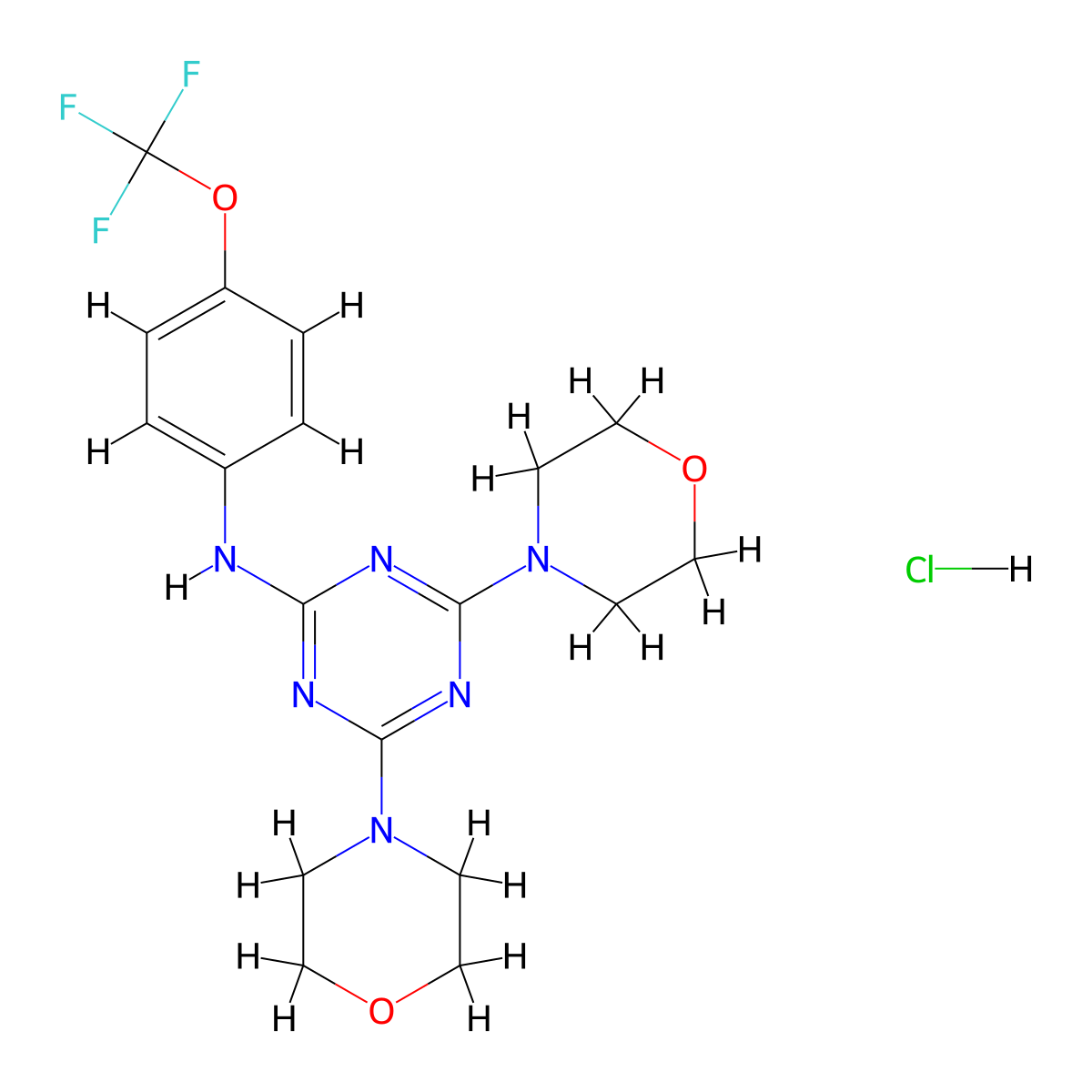 4,6-dimorpholino-N-(4-(trifluoromethoxy)phenyl)-1,3,5-triazin-2-amine hydrochloride molecular structure, CAS 1177603-20-1