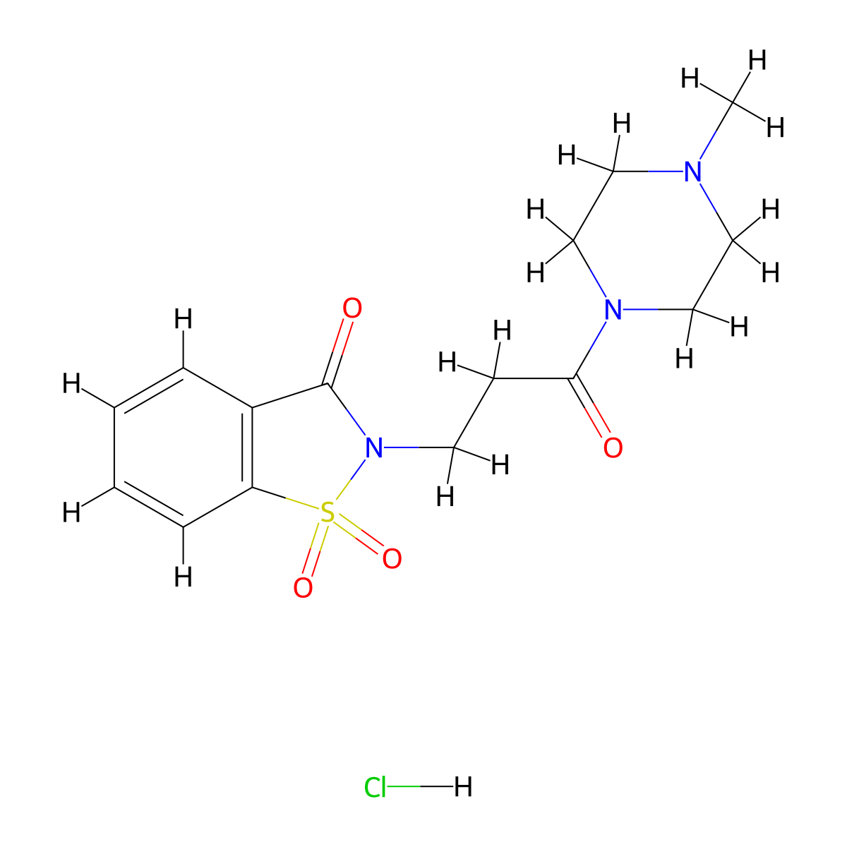 2-(3-(4-methylpiperazin-1-yl)-3-oxopropyl)benzo[d]isothiazol-3(2H)-one 1,1-dioxide hydrochloride molecular structure, CAS 1177615-16-5