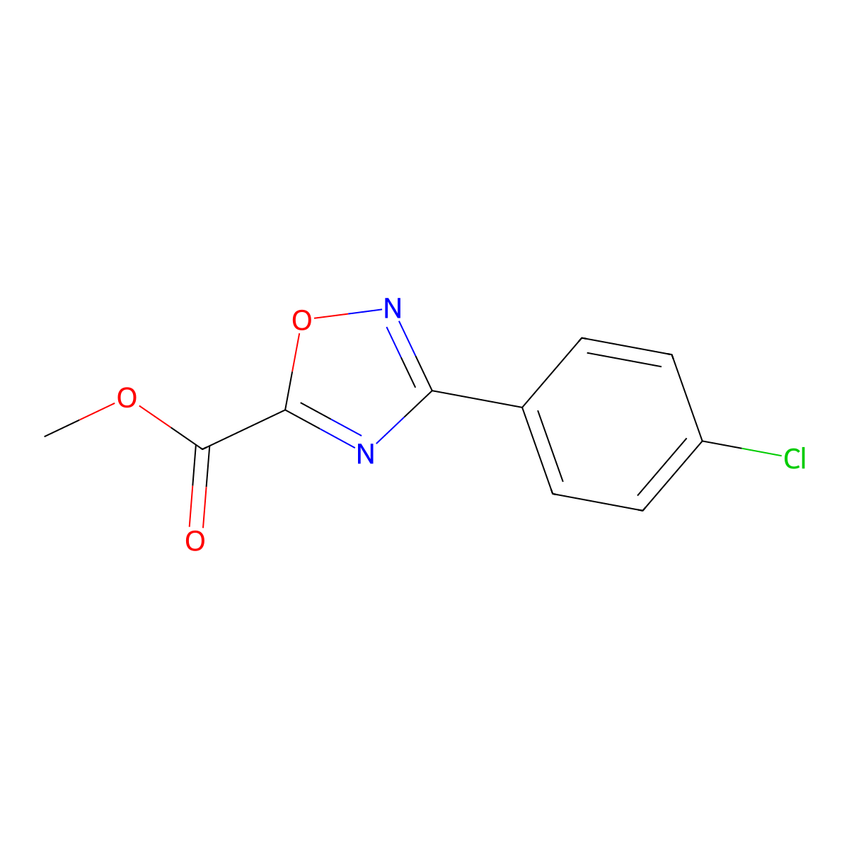 Methyl 3-(4-chlorophenyl)-1,2,4-oxadiazole-5-carboxylate molecular structure, CAS 117762-14-8