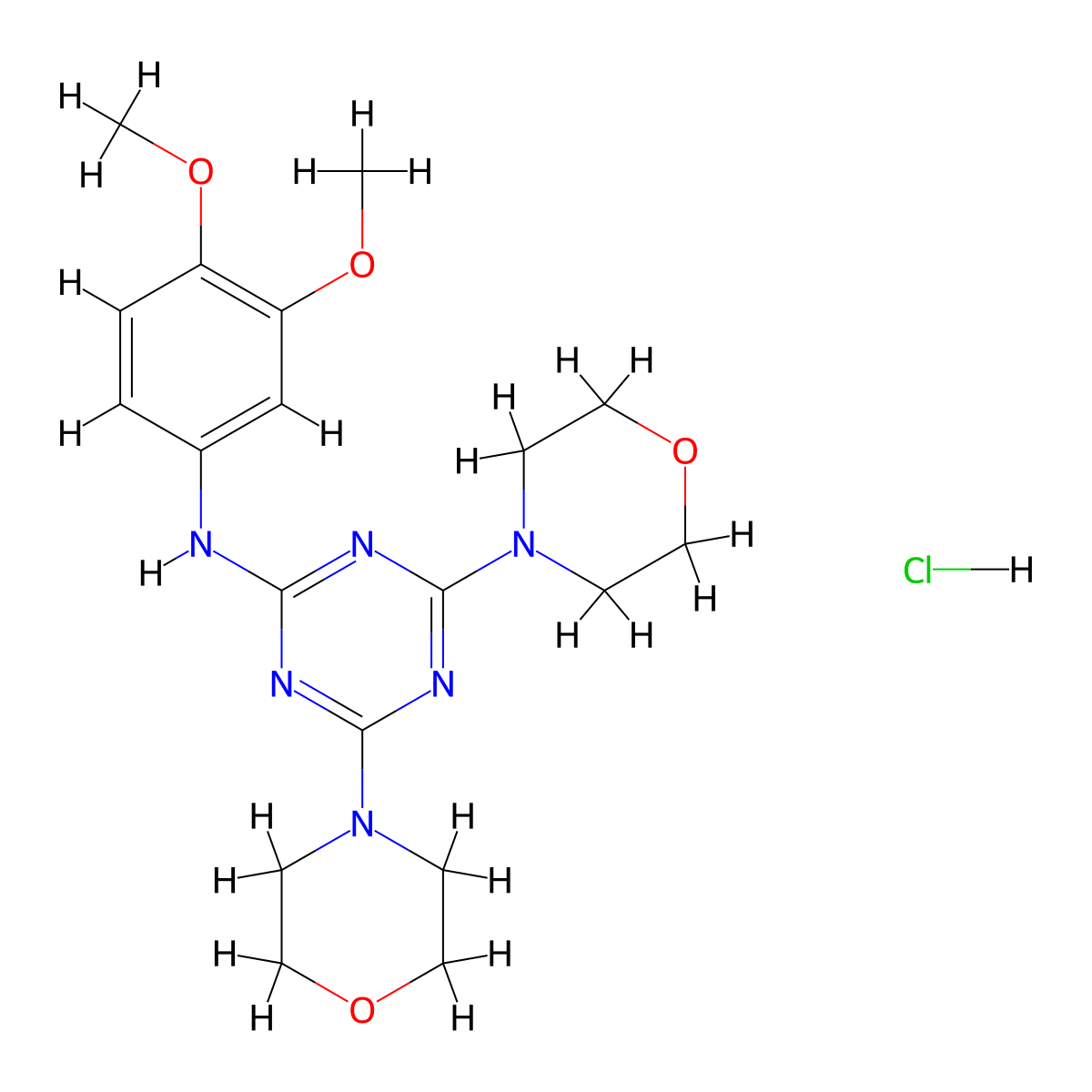 N-(3,4-dimethoxyphenyl)-4,6-dimorpholino-1,3,5-triazin-2-amine hydrochloride molecular structure, CAS 1177623-29-8