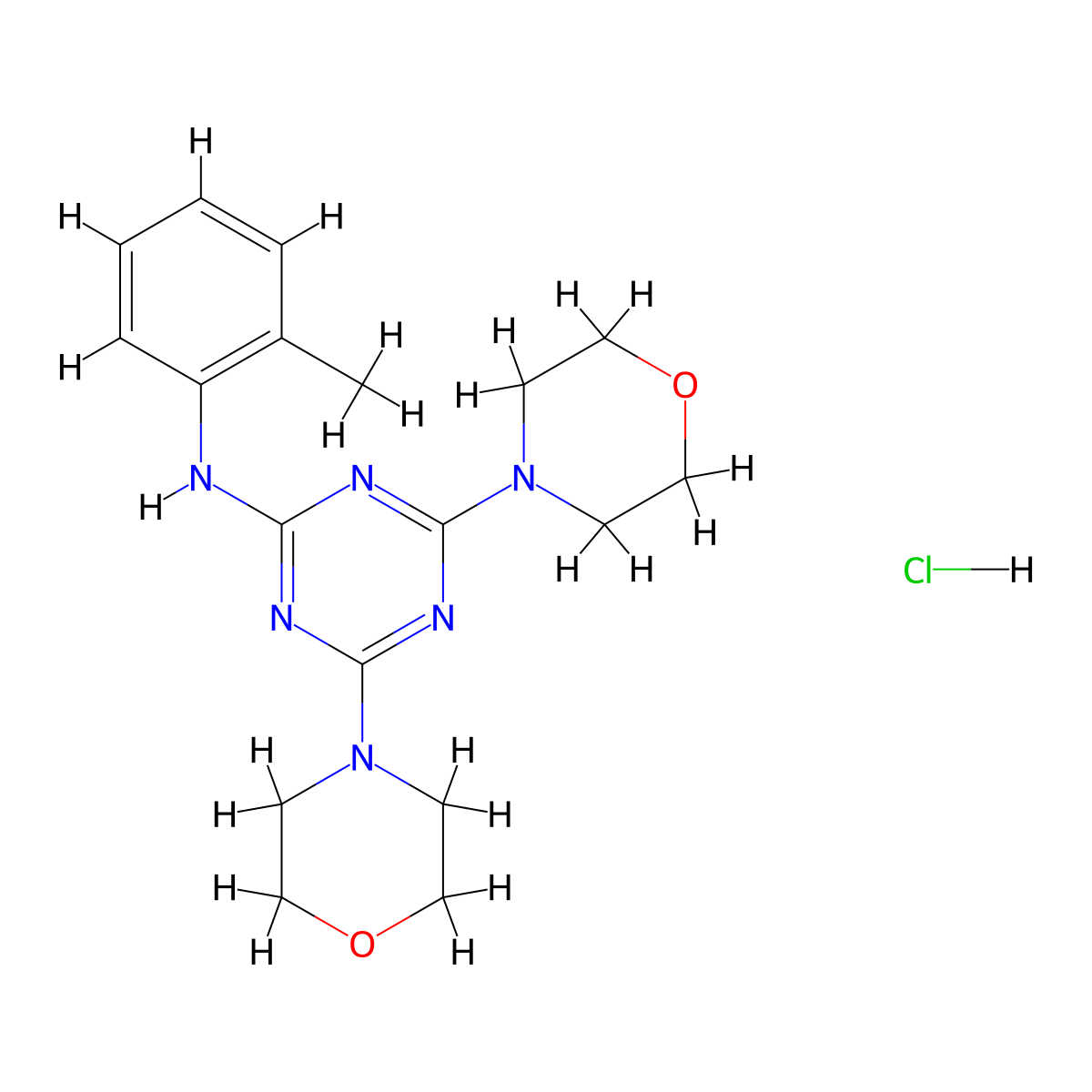 4,6-dimorpholino-N-(o-tolyl)-1,3,5-triazin-2-amine hydrochloride molecular structure, CAS 1177632-88-0