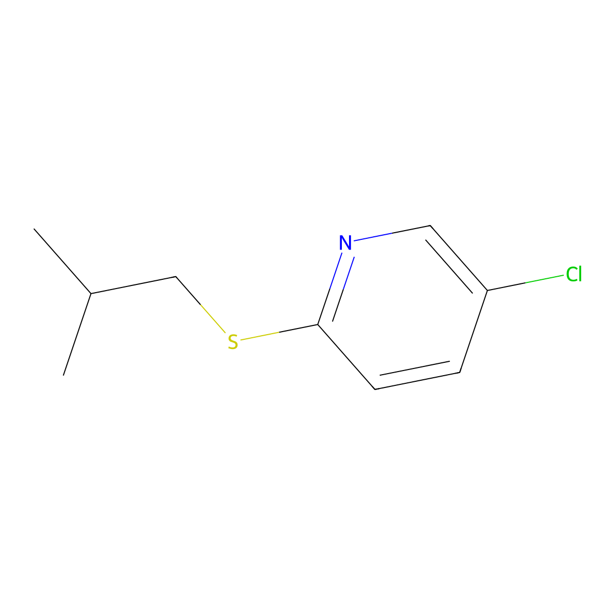 5-Chloro-2-[(2-methylpropyl)sulfanyl]pyridine molecular structure, CAS 117764-96-2