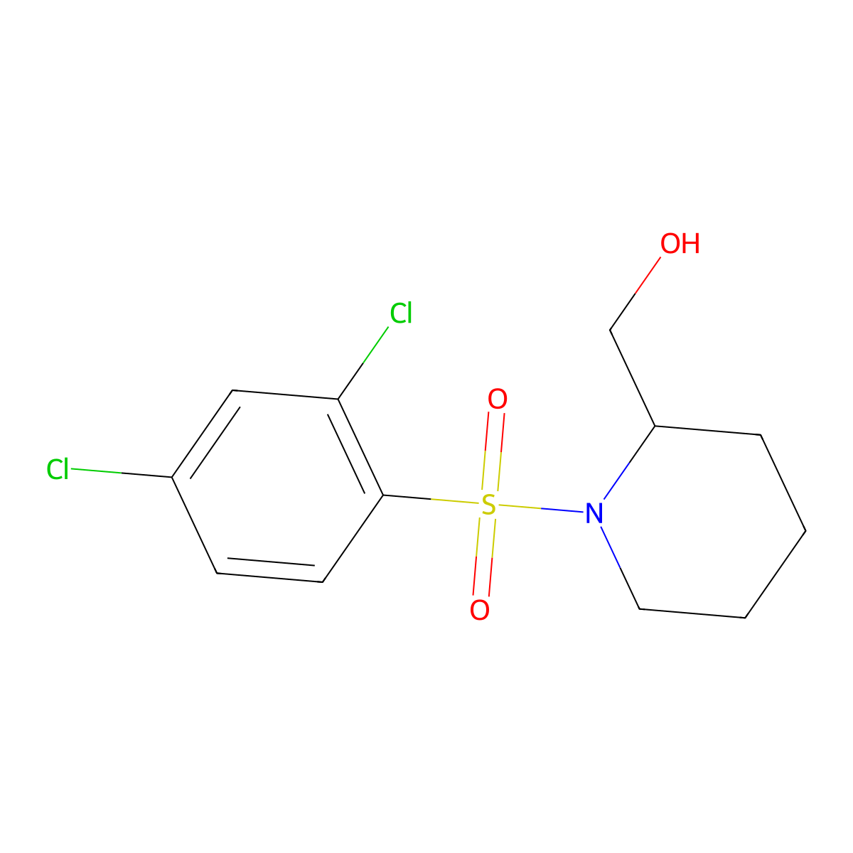 (1-((2,4-Dichlorophenyl)sulfonyl)piperidin-2-yl)methanol molecular structure, CAS 1177643-98-9