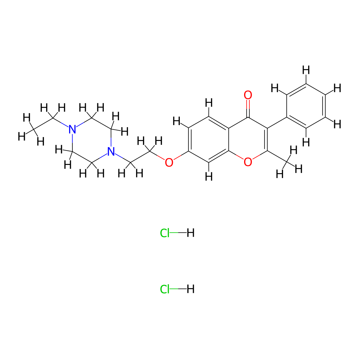 7-[2-(4-ethylpiperazin-1-yl)ethoxy]-2-methyl-3-phenyl-4H-chromen-4-one dihydrochloride molecular structure, CAS 1177649-94-3
