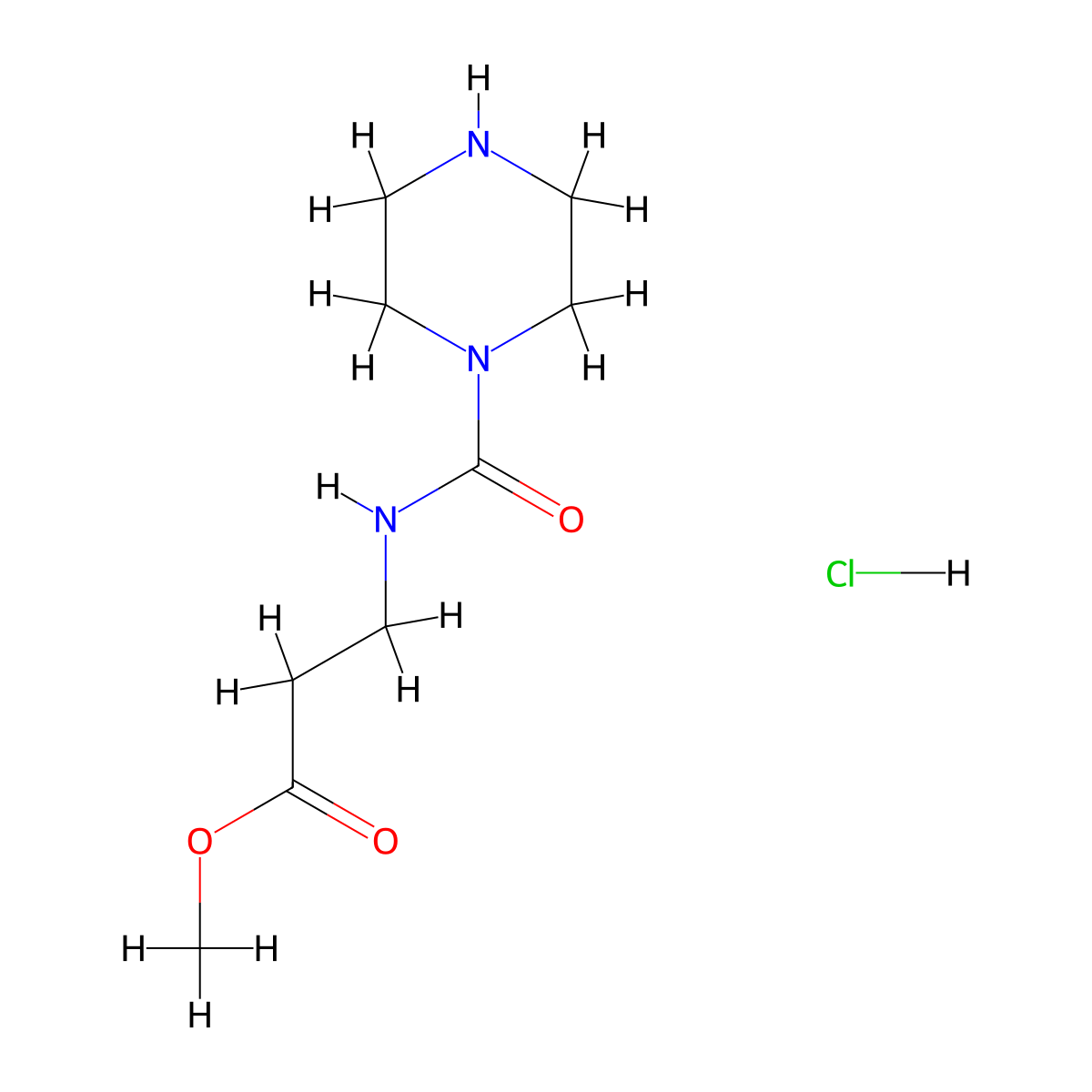3-[(Piperazine-1-carbonyl)-amino]-propionic acid methyl ester hydrochloride molecular structure, CAS 1177651-87-4