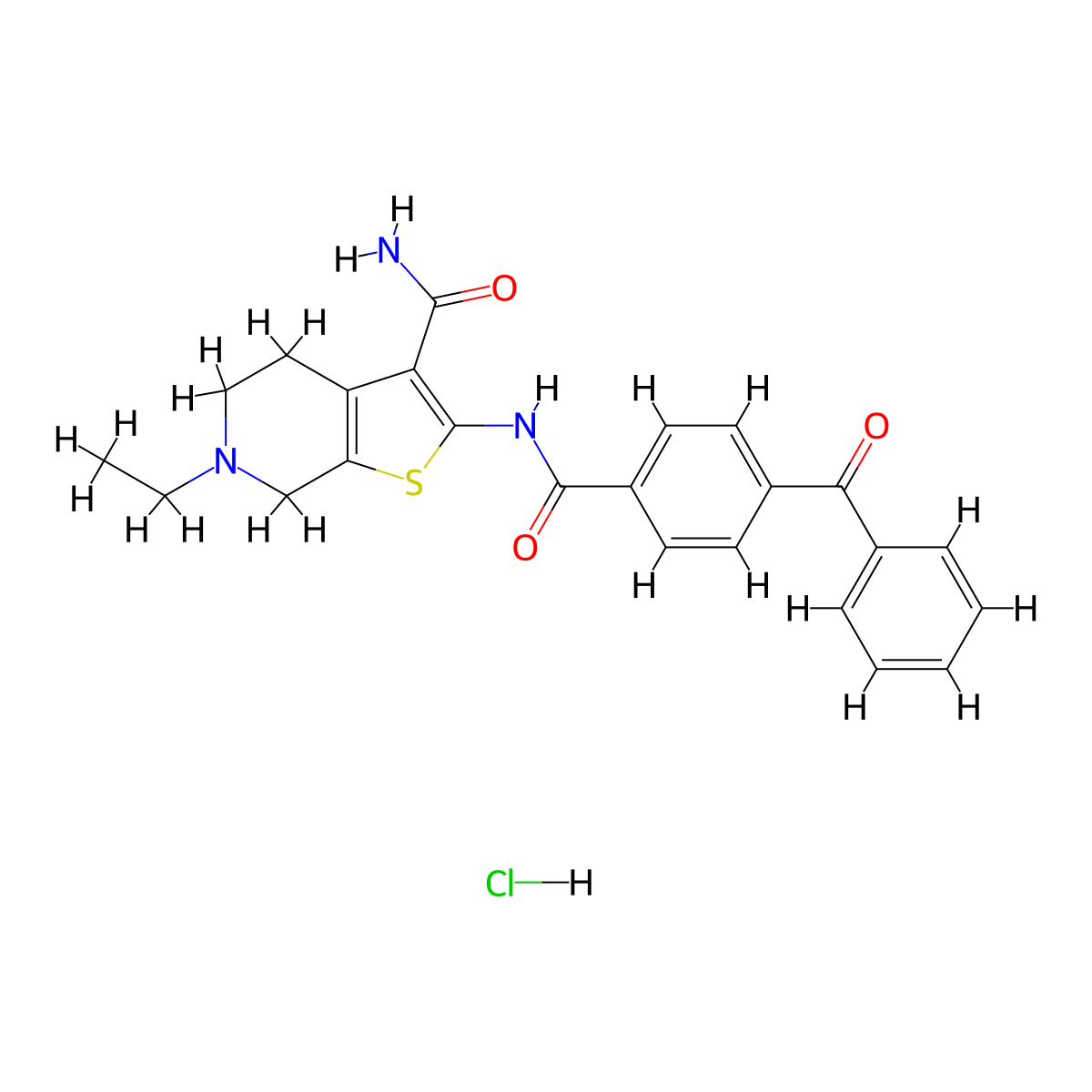 2-(4-Benzoylbenzamido)-6-ethyl-4,5,6,7-tetrahydrothieno[2,3-c]pyridine-3-carboxamide hydrochloride molecular structure, CAS 1177655-43-4