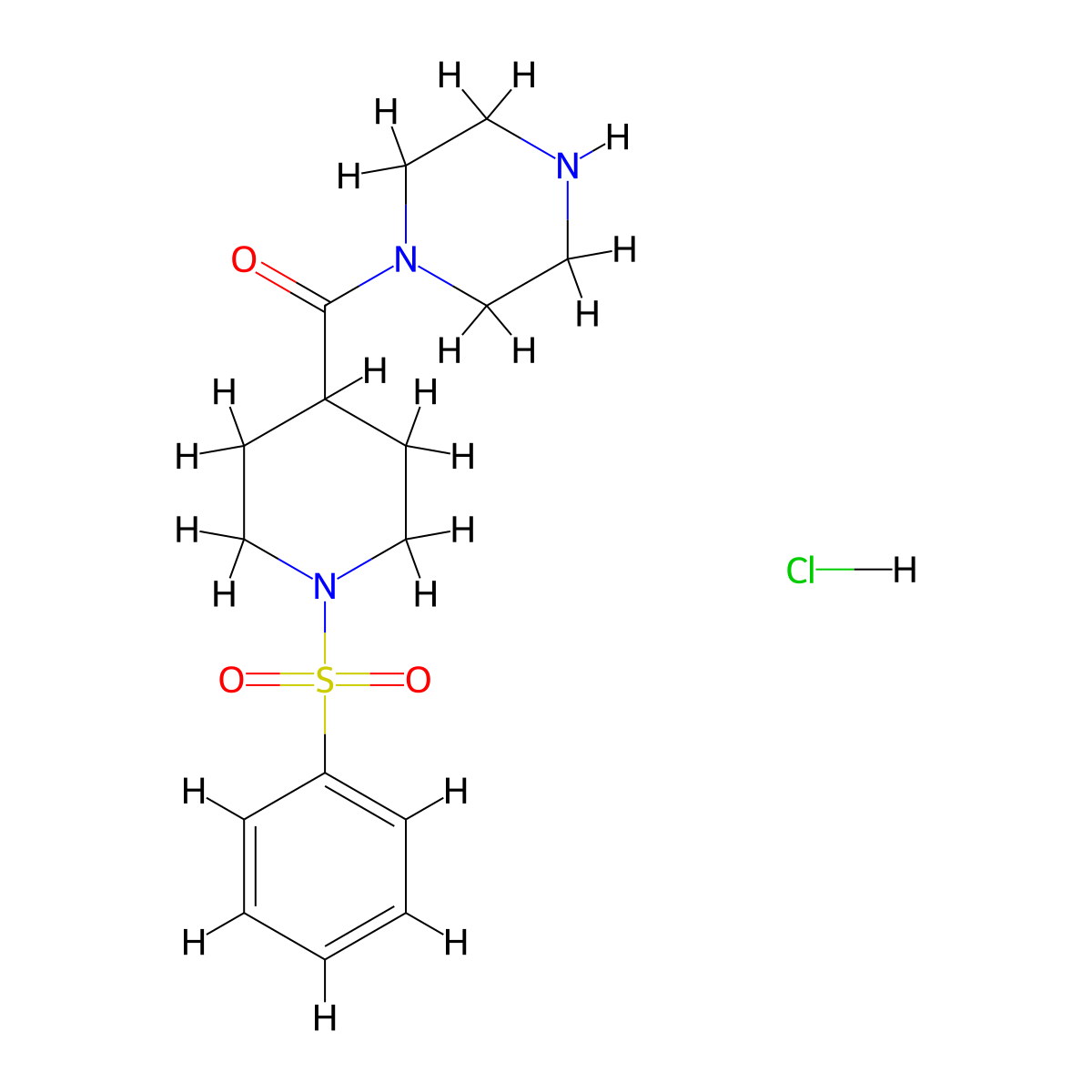 [1-(Benzenesulfonyl)piperidin-4-yl]-piperazin-1-ylmethanone;hydrochloride molecular structure, CAS 1177656-77-7