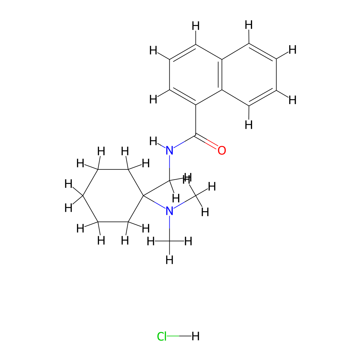 N-{[1-(Dimethylamino)cyclohexyl]methyl}-1-naphthamide hydrochloride (1:1) molecular structure, CAS 1177666-09-9