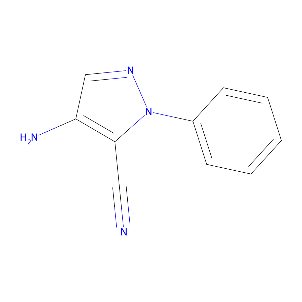 4-Amino-2-phenyl-pyrazole-3-carbonitrile molecular structure, CAS 117767-00-7