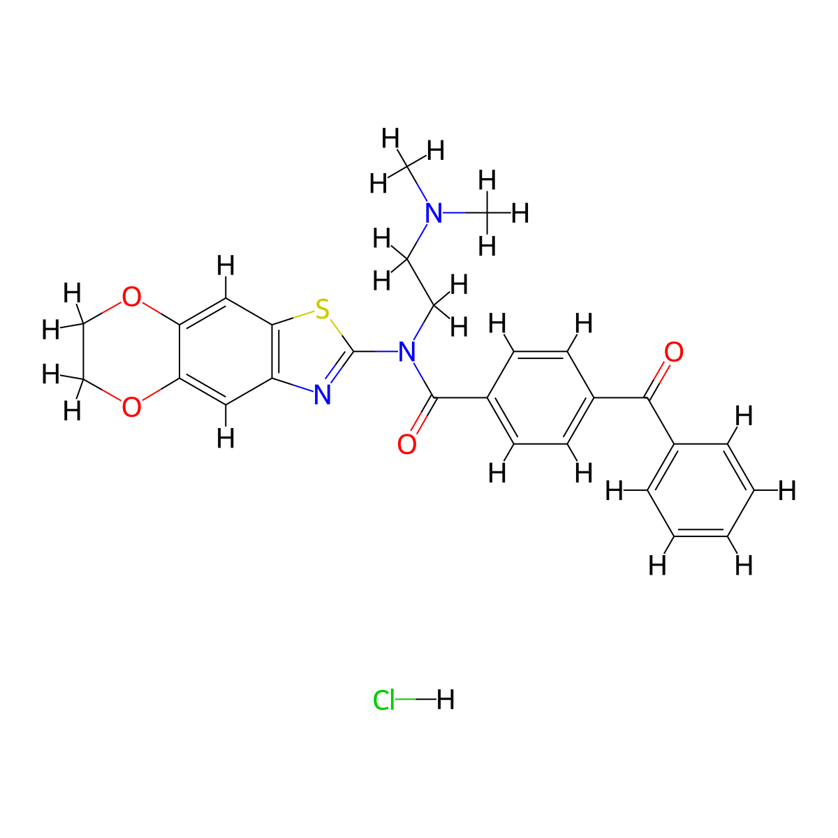 4-benzoyl-N-[2-(dimethylamino)ethyl]-N-{10,13-dioxa-4-thia-6-azatricyclo[7.4.0.0^{3,7}]trideca-1,3(7),5,8-tetraen-5-yl}benzamide hydrochloride molecular structure, CAS 1177679-42-3