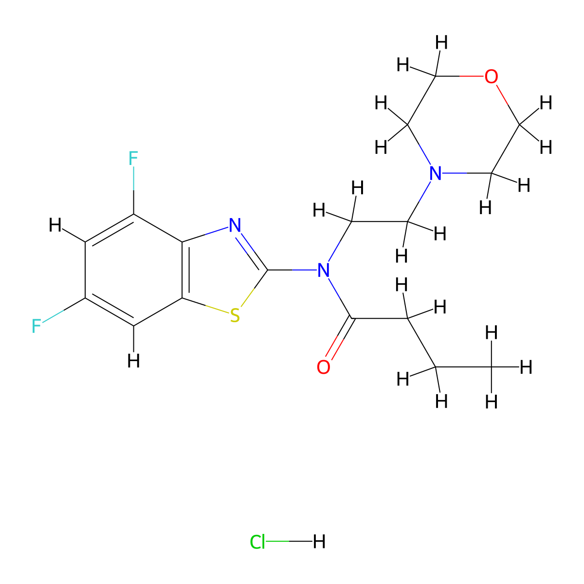 N-(4,6-difluorobenzo[d]thiazol-2-yl)-N-(2-morpholinoethyl)butyramide hydrochloride molecular structure, CAS 1177690-86-6