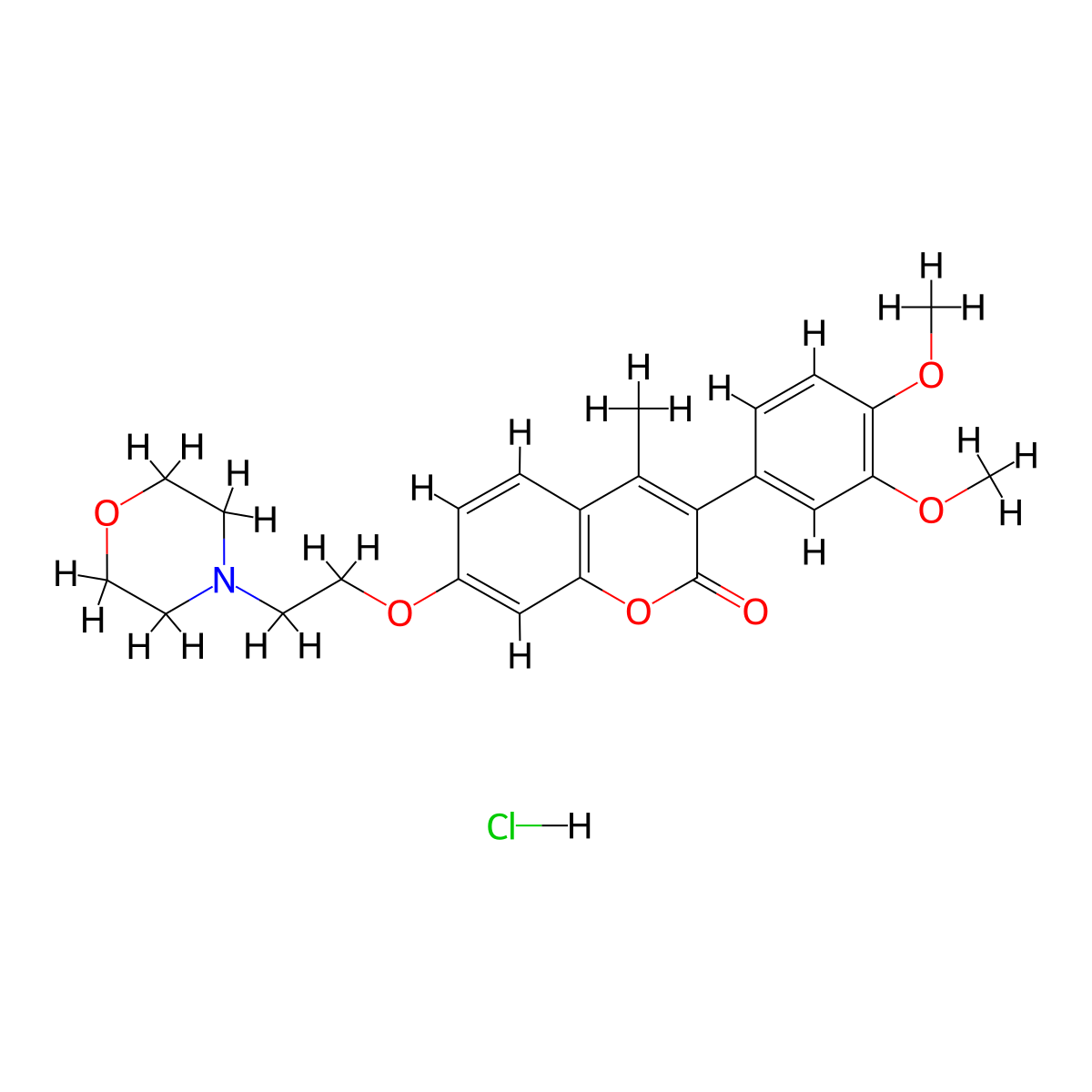 3-(3,4-dimethoxyphenyl)-4-methyl-7-(2-morpholinoethoxy)-2H-chromen-2-one hydrochloride molecular structure, CAS 1177705-34-8