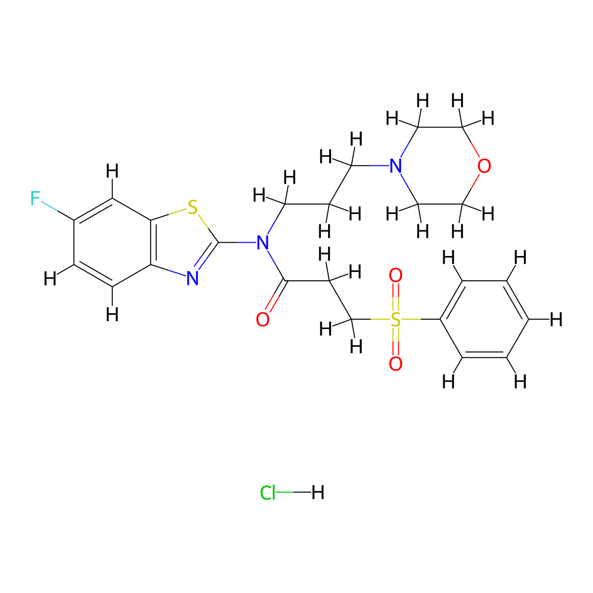 N-(6-fluorobenzo[d]thiazol-2-yl)-N-(3-morpholinopropyl)-3-(phenylsulfonyl)propanamide hydrochloride molecular structure, CAS 1177709-45-3