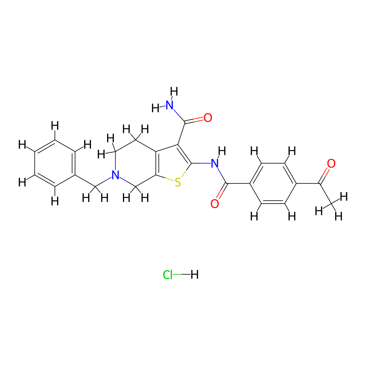 2-(4-Acetylbenzamido)-6-benzyl-4,5,6,7-tetrahydrothieno[2,3-c]pyridine-3-carboxamide hydrochloride molecular structure, CAS 1177711-60-2