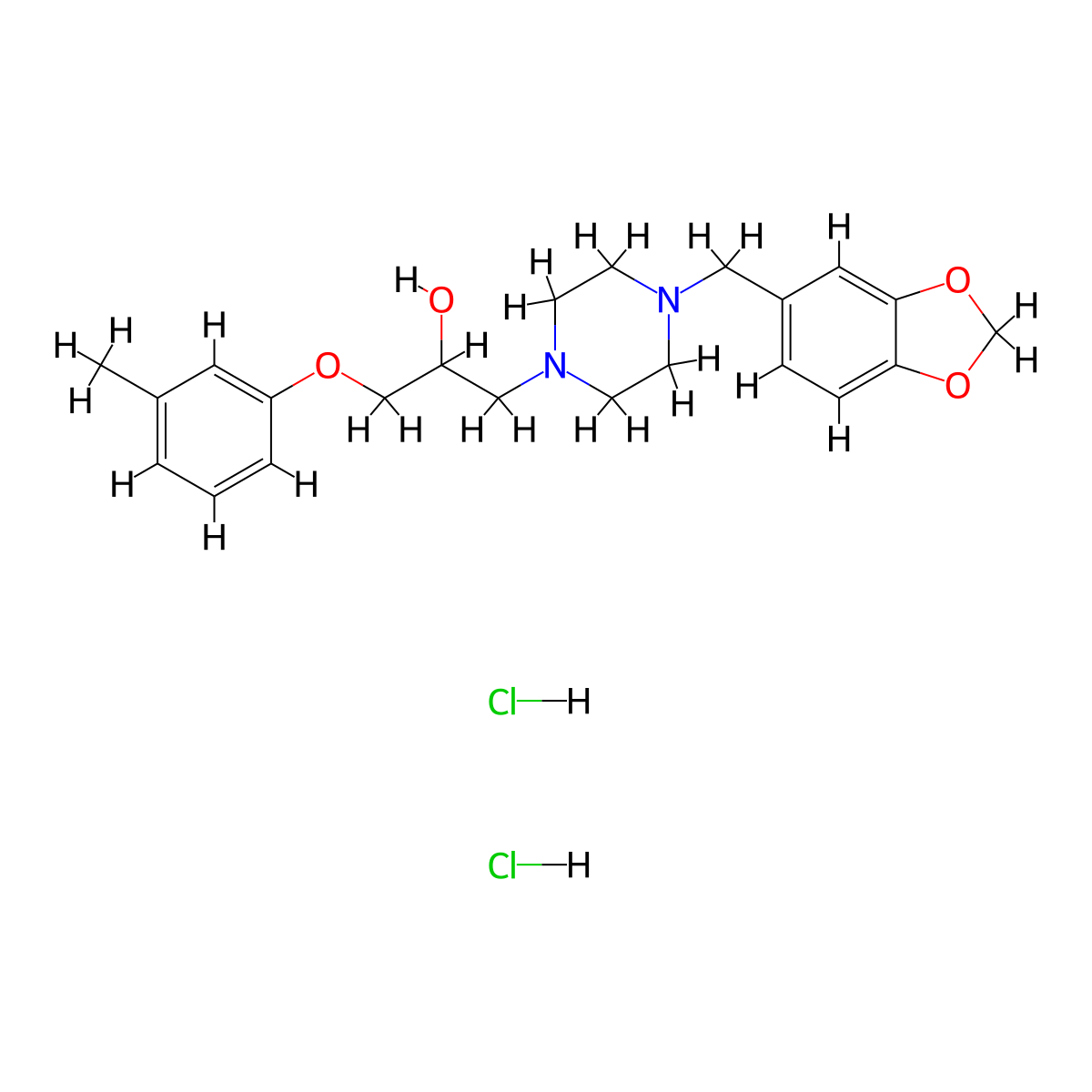 1-(4-(Benzo[d][1,3]dioxol-5-ylmethyl)piperazin-1-yl)-3-(m-tolyloxy)propan-2-ol dihydrochloride molecular structure, CAS 1177720-28-3