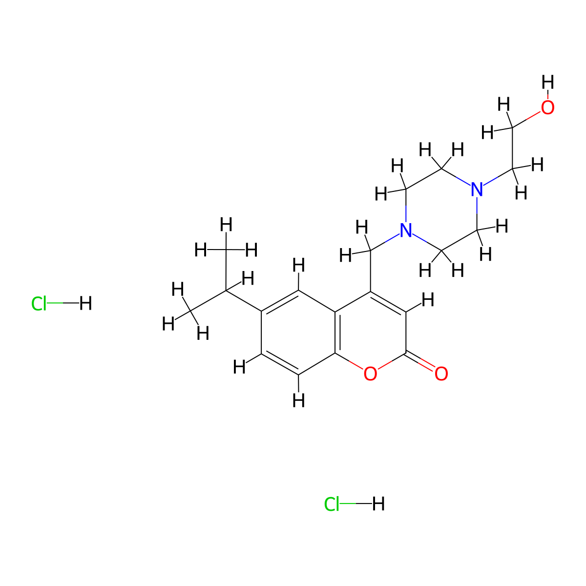 4-((4-(2-hydroxyethyl)piperazin-1-yl)methyl)-6-isopropyl-2H-chromen-2-one dihydrochloride molecular structure, CAS 1177723-39-5