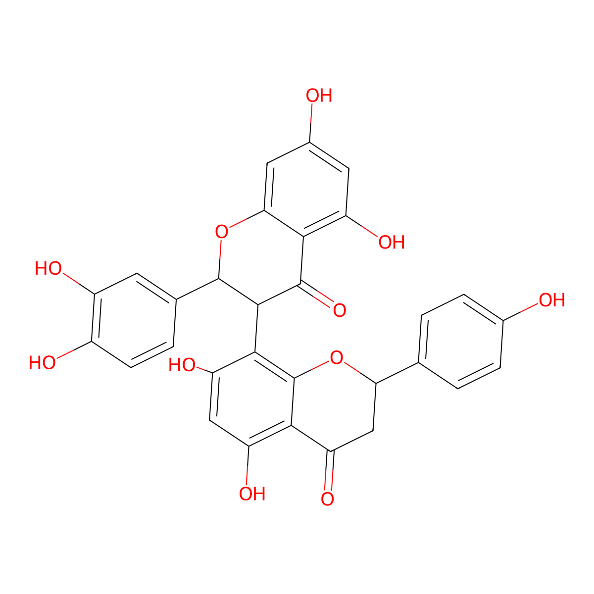 2-(3,4-Dihydroxyphenyl)-5,5',7,7'-tetrahydroxy-2'-(4-hydroxyphenyl)-[3,8'-bichroman]-4,4'-dione molecular structure, CAS 1177724-70-7