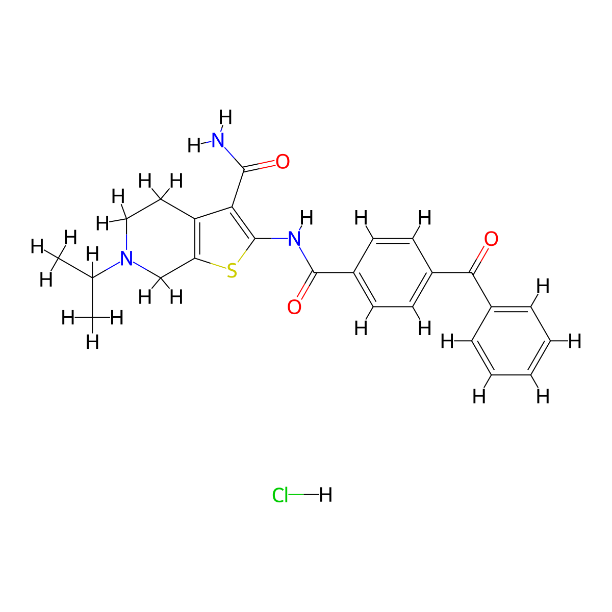2-(4-Benzoylbenzamido)-6-isopropyl-4,5,6,7-tetrahydrothieno[2,3-c]pyridine-3-carboxamide hydrochloride molecular structure, CAS 1177735-09-9