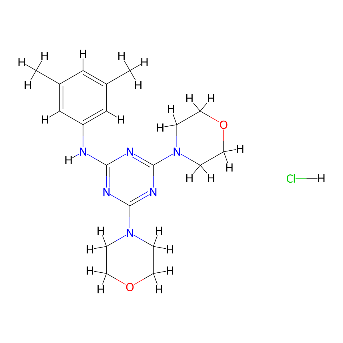 N-(3,5-Dimethylphenyl)-4,6-bis(morpholin-4-YL)-1,3,5-triazin-2-amine hydrochloride molecular structure, CAS 1177737-07-3