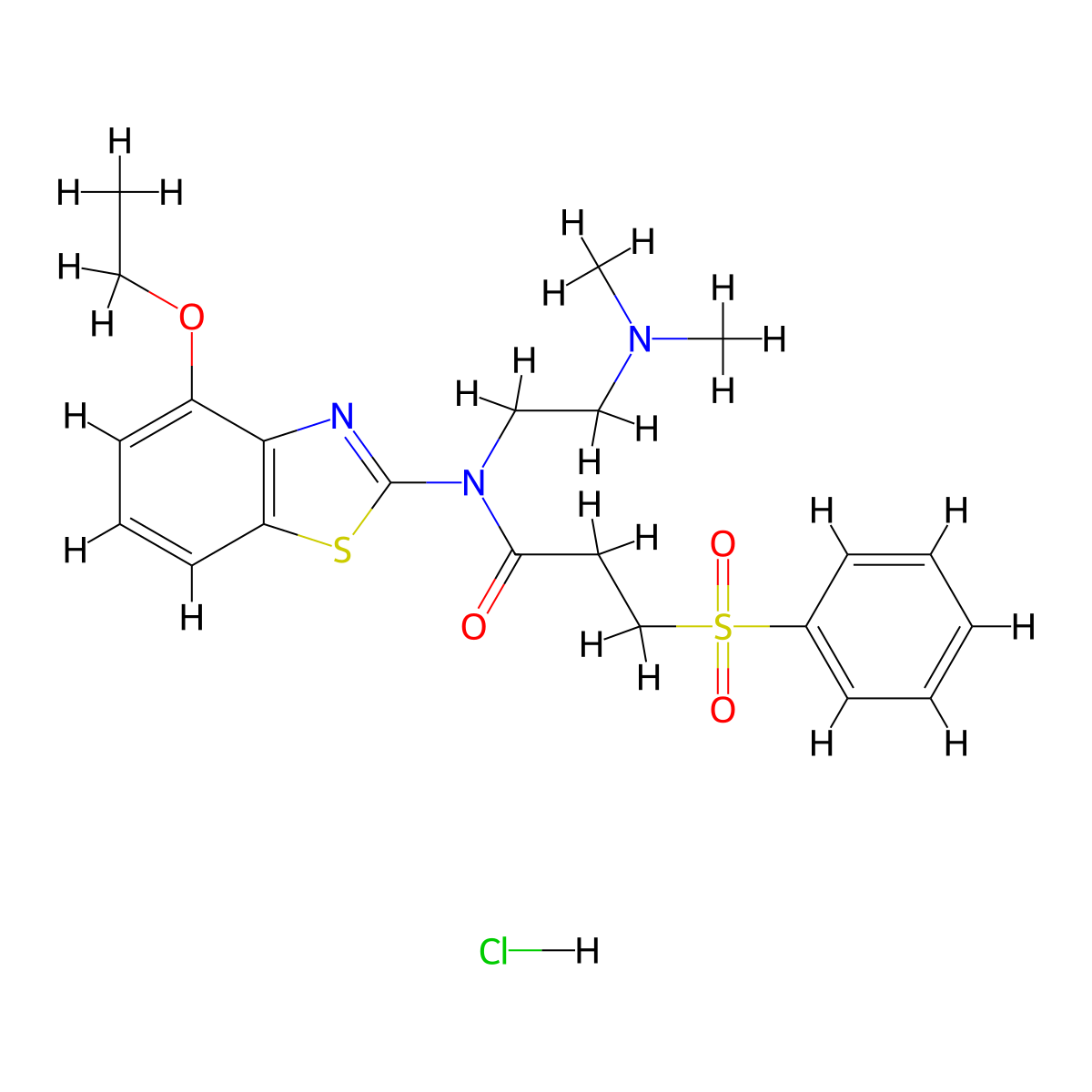 N-(2-(dimethylamino)ethyl)-N-(4-ethoxybenzo[d]thiazol-2-yl)-3-(phenylsulfonyl)propanamide hydrochloride molecular structure, CAS 1177740-61-2