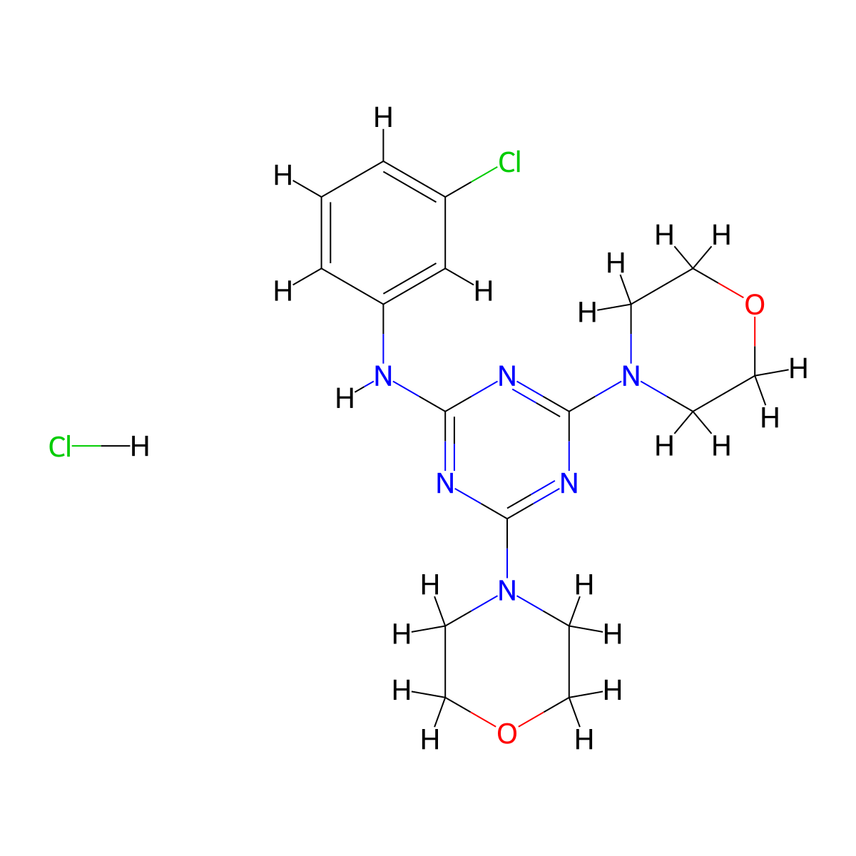 N-(3-chlorophenyl)-4,6-dimorpholino-1,3,5-triazin-2-amine hydrochloride molecular structure, CAS 1177750-78-5