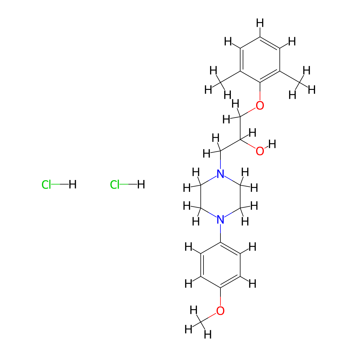1-(2,6-Dimethylphenoxy)-3-(4-(4-methoxyphenyl)piperazin-1-yl)propan-2-ol dihydrochloride molecular structure, CAS 1177762-29-6