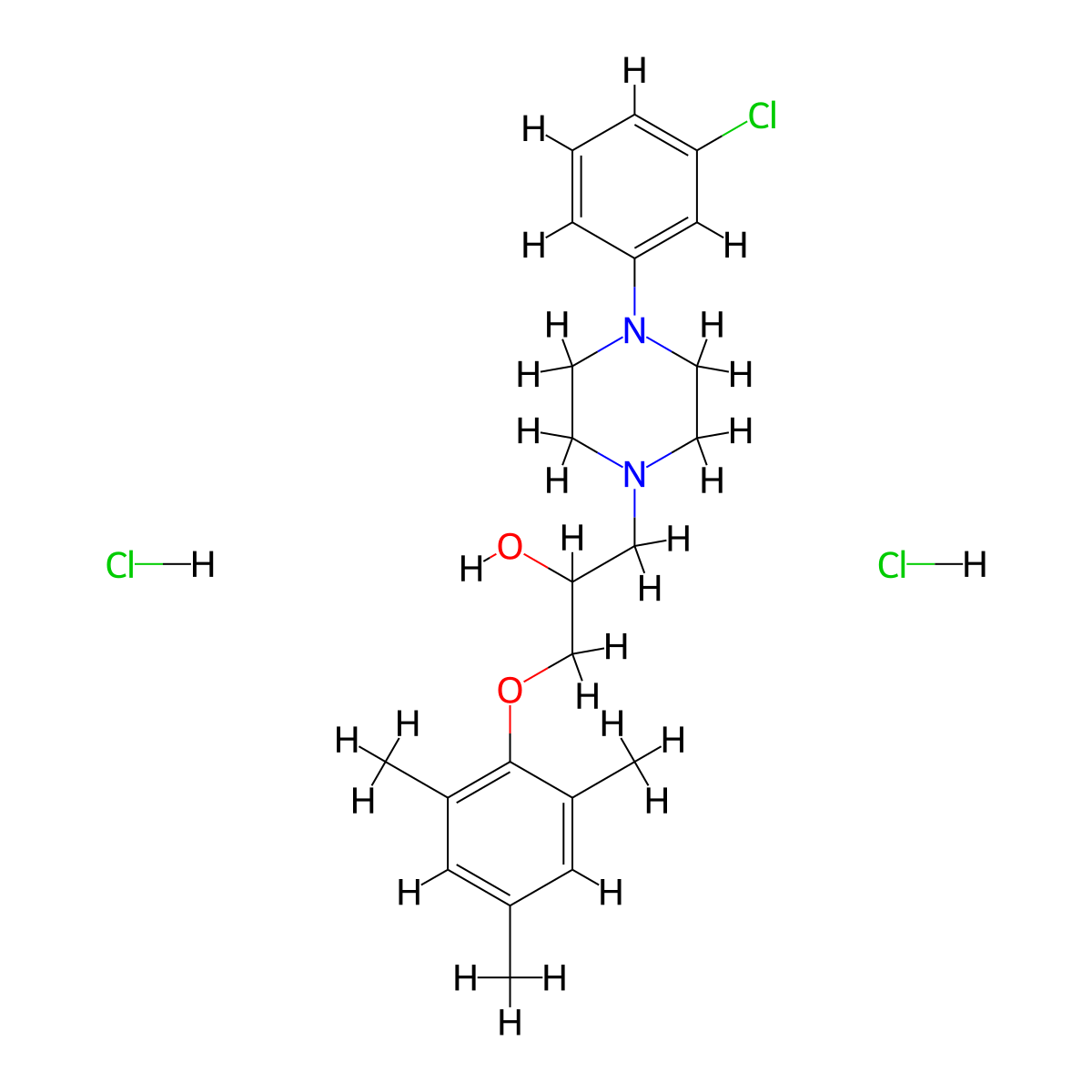 1-[4-(3-Chlorophenyl)piperazin-1-YL]-3-(2,4,6-trimethylphenoxy)propan-2-OL dihydrochloride molecular structure, CAS 1177772-14-3