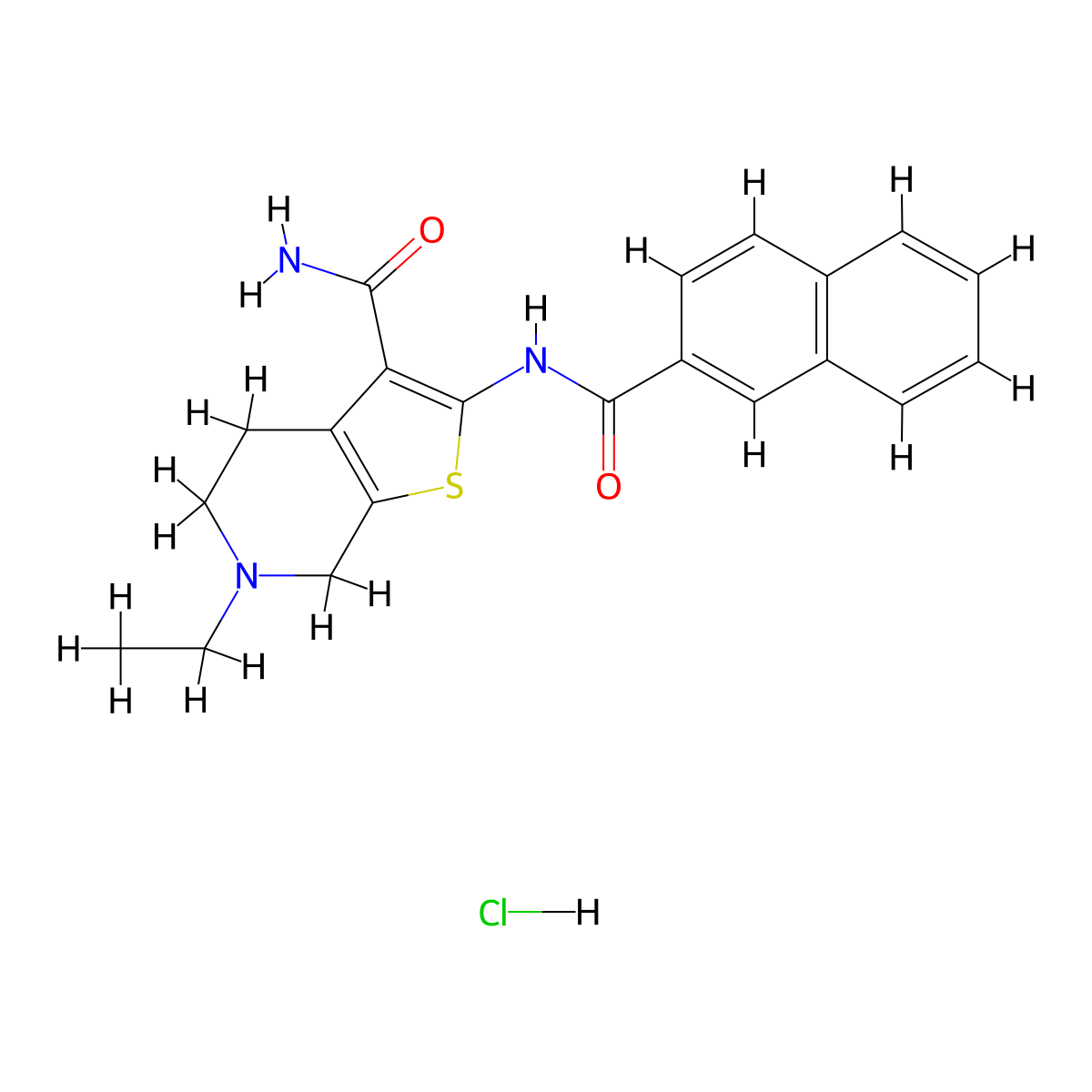 2-(2-Naphthamido)-6-ethyl-4,5,6,7-tetrahydrothieno[2,3-c]pyridine-3-carboxamide hydrochloride molecular structure, CAS 1177772-22-3