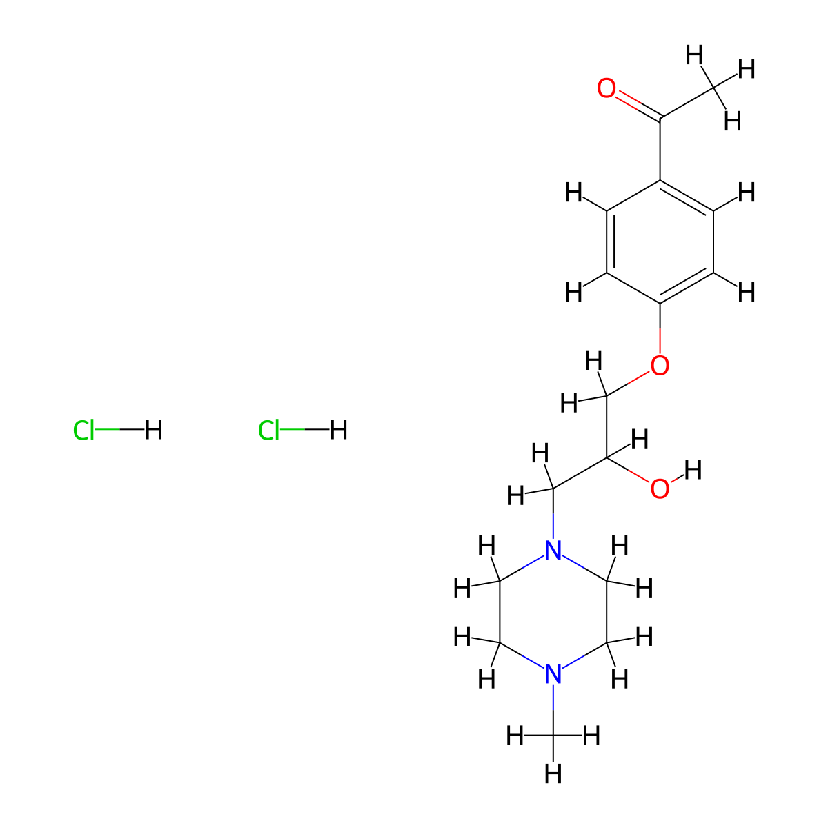 1-(4-(2-Hydroxy-3-(4-methylpiperazin-1-yl)propoxy)phenyl)ethanone dihydrochloride molecular structure, CAS 1177780-21-0