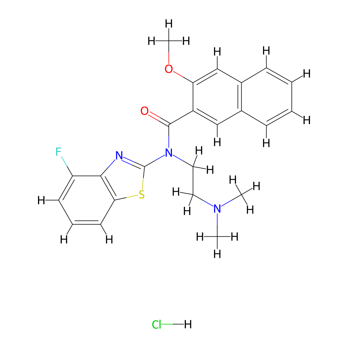 N-(2-(dimethylamino)ethyl)-N-(4-fluorobenzo[d]thiazol-2-yl)-3-methoxy-2-naphthamide hydrochloride molecular structure, CAS 1177783-37-7