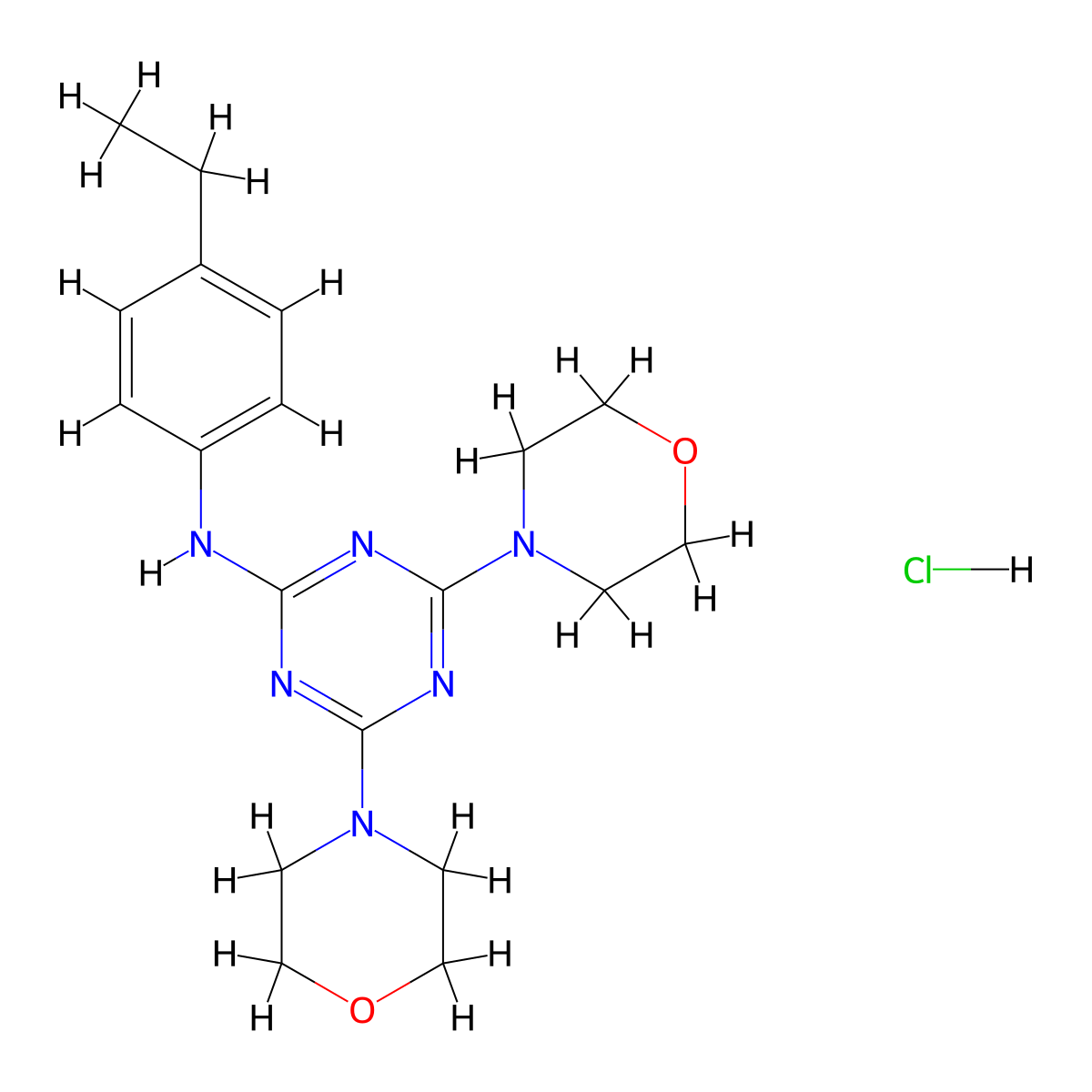 N-(4-ethylphenyl)-4,6-dimorpholino-1,3,5-triazin-2-amine hydrochloride molecular structure, CAS 1177785-67-9