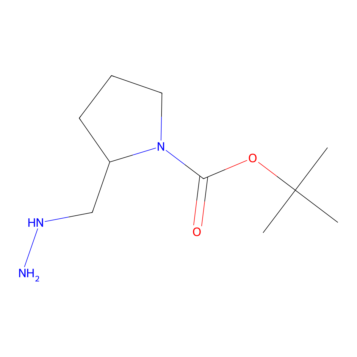 tert-butyl (2S)-2-(hydrazinylmethyl)pyrrolidine-1-carboxylate molecular structure, CAS 1177795-94-6