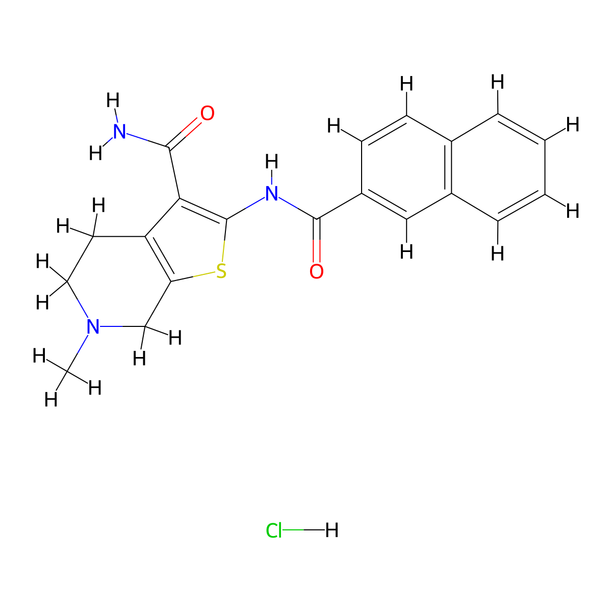 2-(2-Naphthamido)-6-methyl-4,5,6,7-tetrahydrothieno[2,3-c]pyridine-3-carboxamide hydrochloride molecular structure, CAS 1177815-02-9
