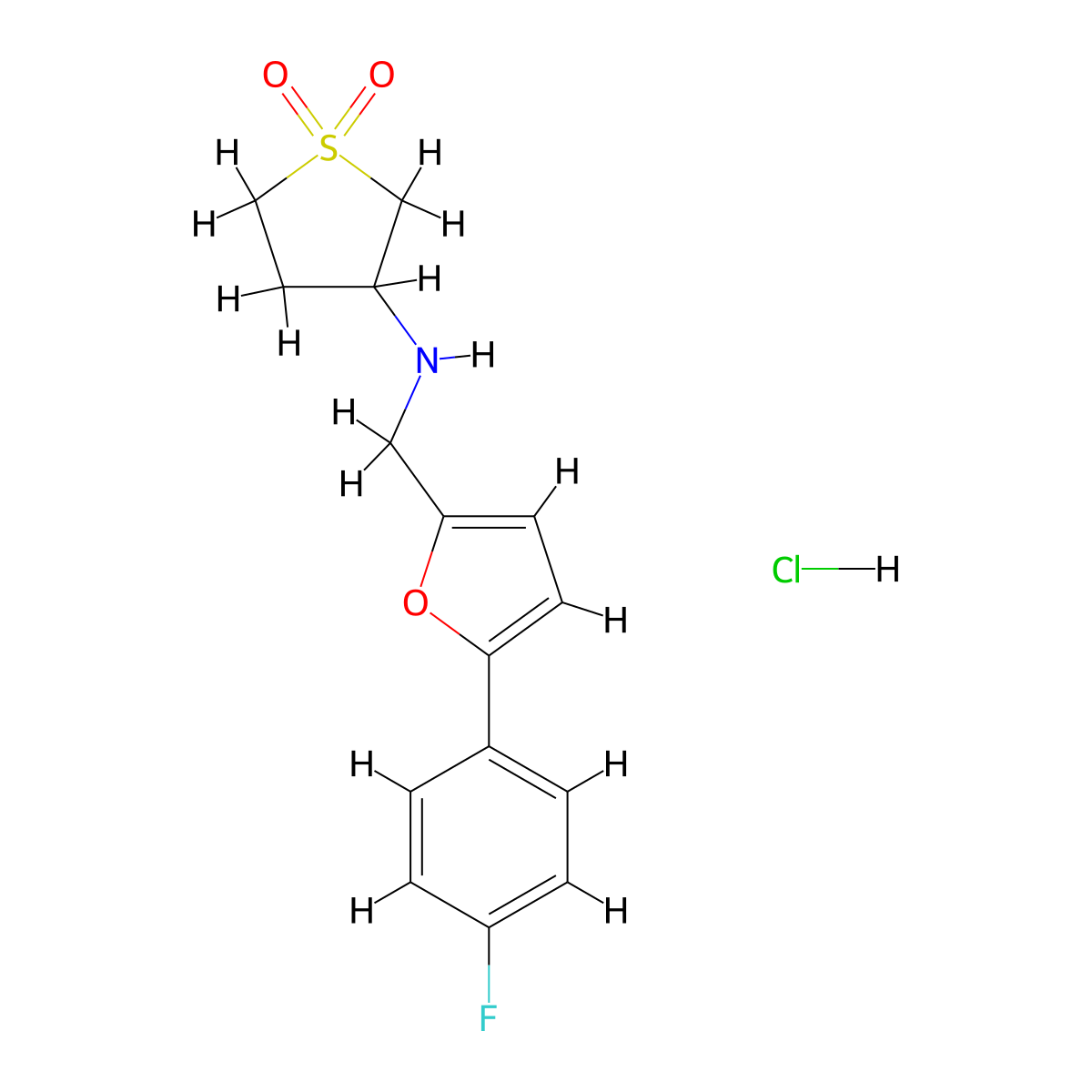 3-({[5-(4-Fluorophenyl)furan-2-yl]methyl}amino)-1$l^{6}-thiolane-1,1-dione hydrochloride molecular structure, CAS 1177817-31-0