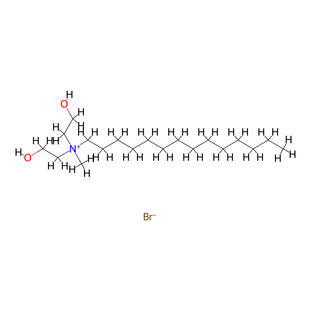 N,N-Bis(2-hydroxyethyl)-N-methyltetradecan-1-aminium bromide molecular structure, CAS 117782-92-0